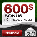 Exklusiver 600 Dollar Pokerbonus auf Everest Poker